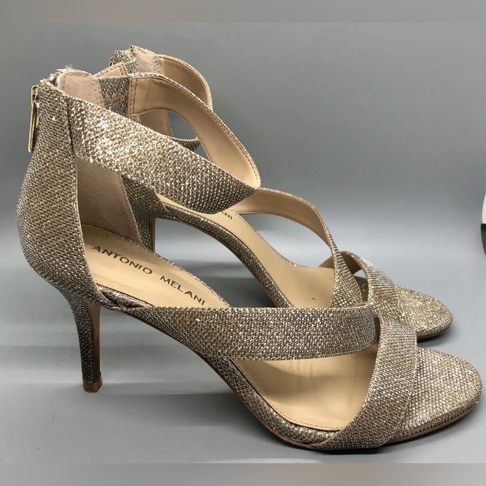 Antonio Melani Women’s 8.5M JAYDYN GOLD FUSION Strappy Heels With Box